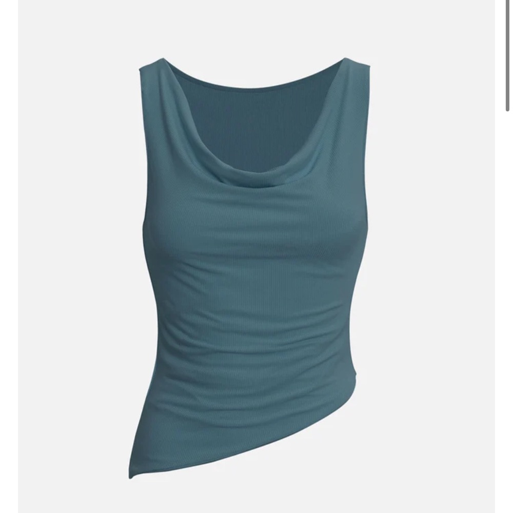 OGL Rib Cowl Collar Asymmetrical Hem Tank